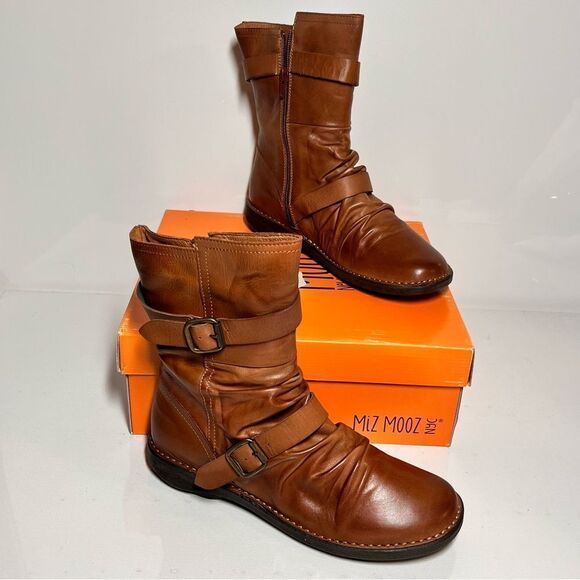 Miz Mooz Pasha Wide Width Leather Buckled Mid Boots - Picture 4 of 7